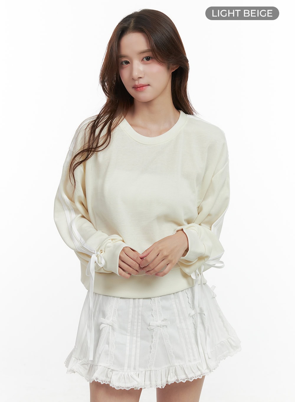 Ribbon-Lined Cotton Sweatshirt OO421