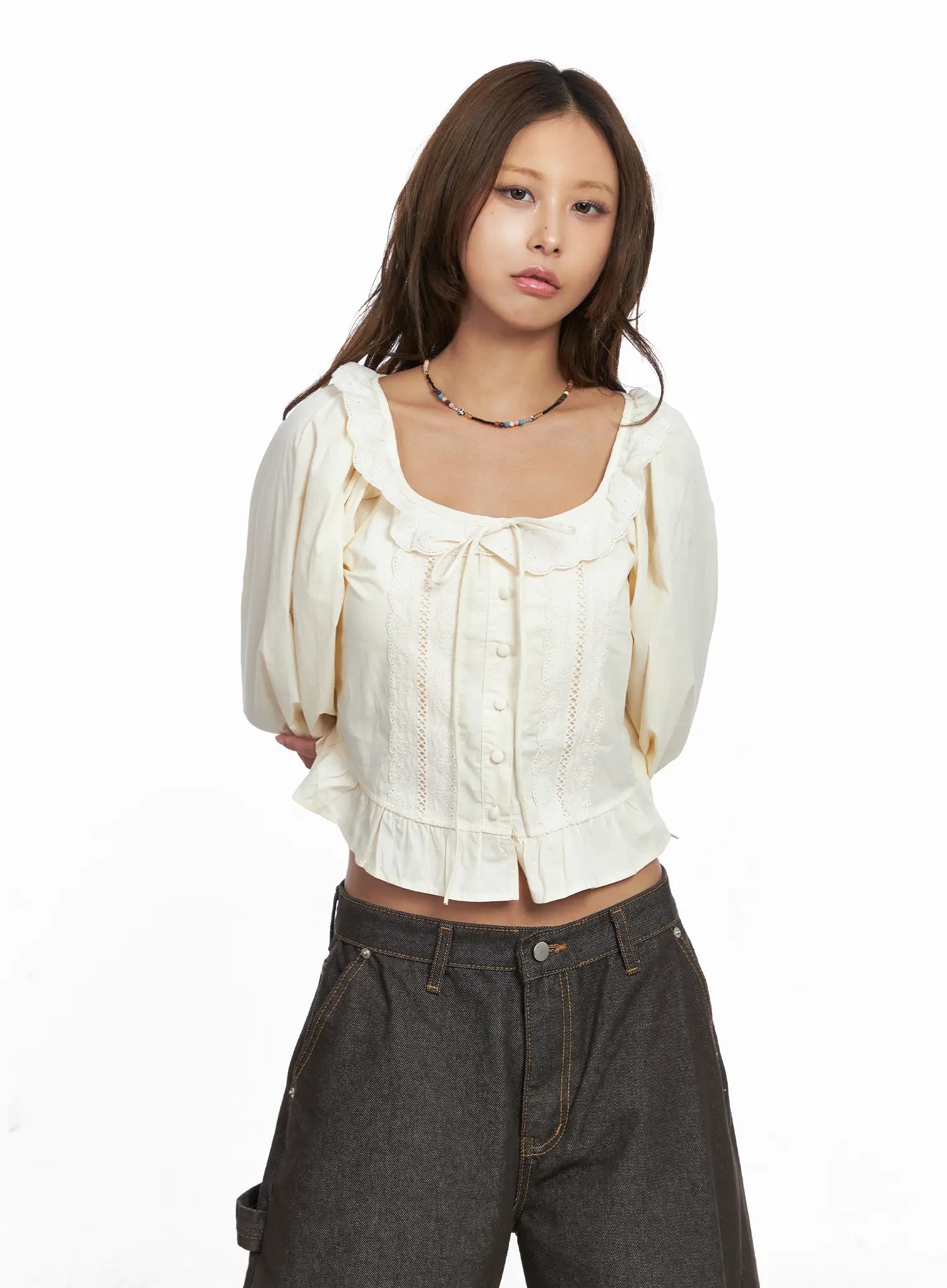 Ruffled Long Sleeve Blouse CO513