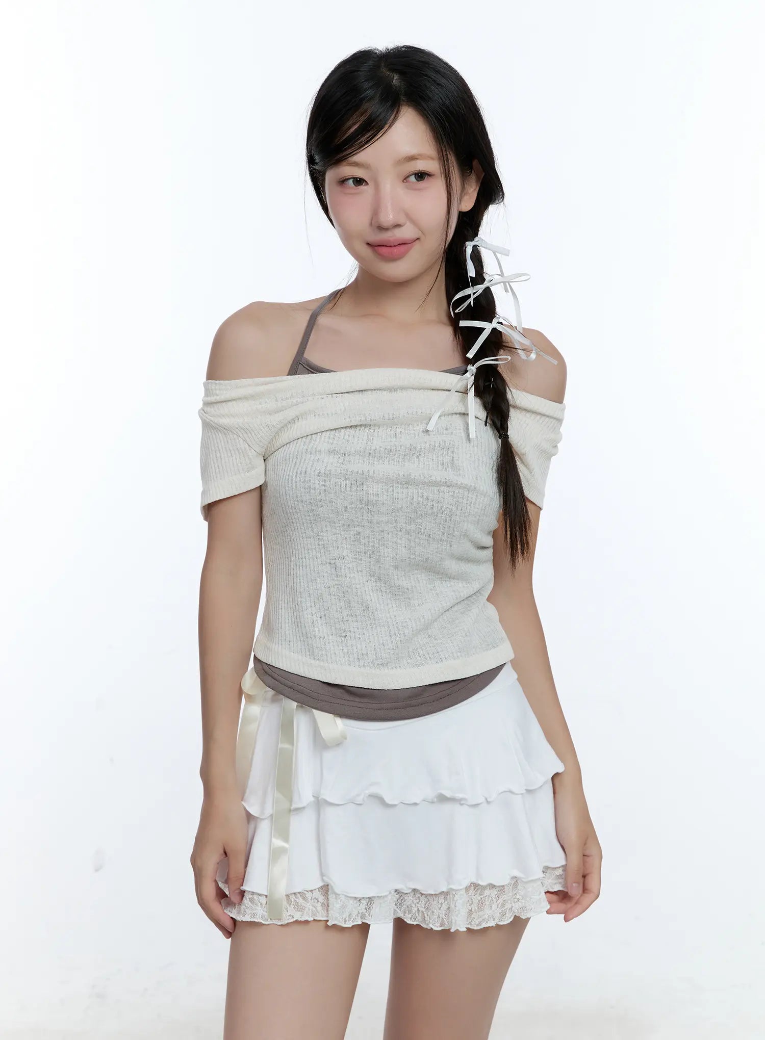 Layered Halter Neck Crop Top CU527