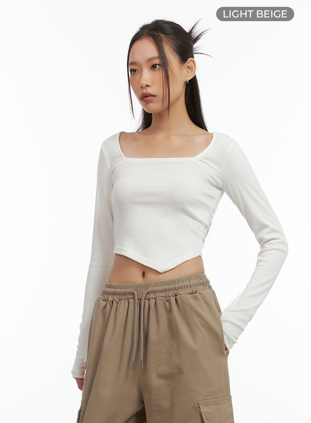 Square-Neck Unbalanced Crop Top CO424