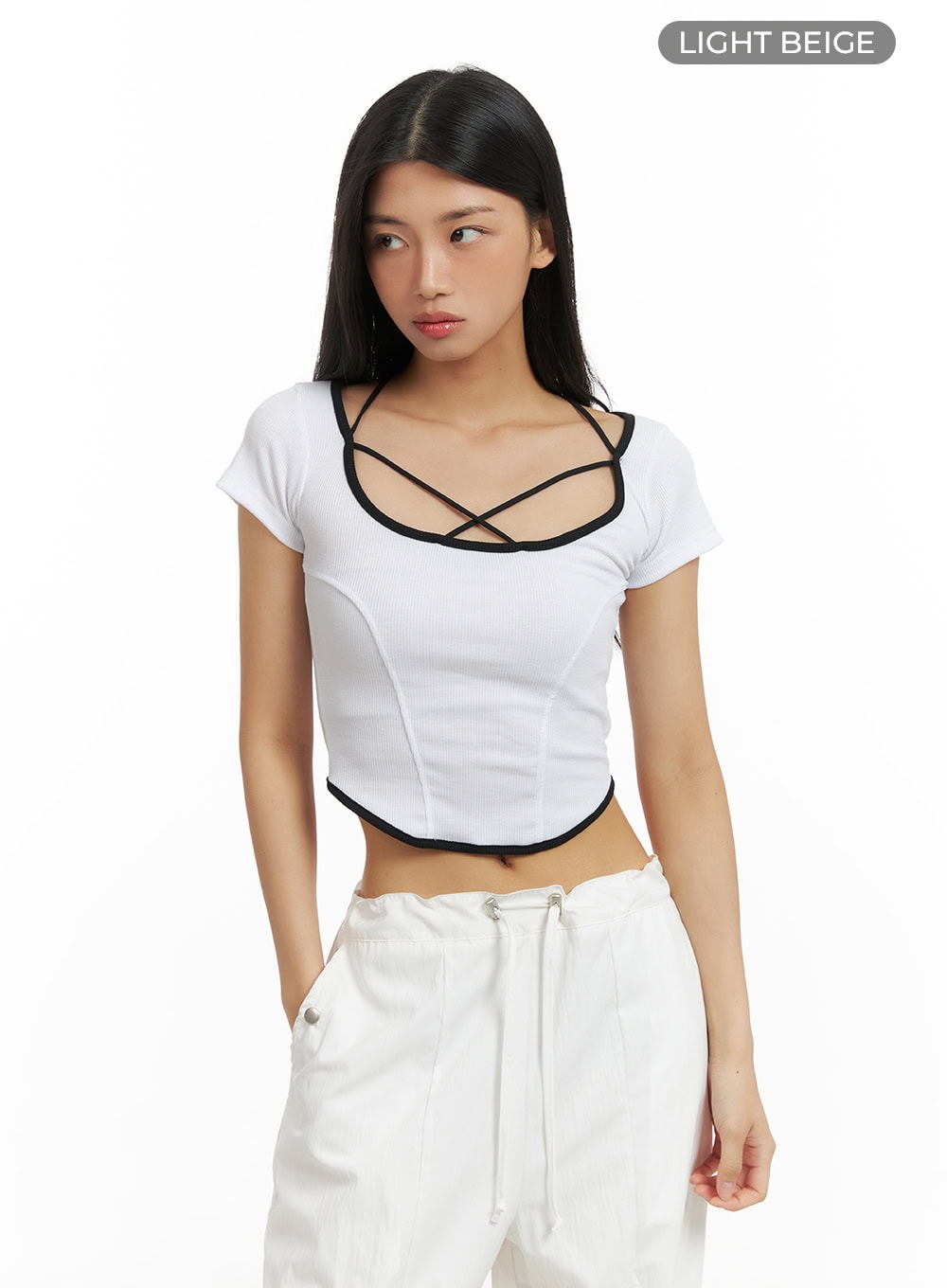 X Strap Solid Crop Tee CA424