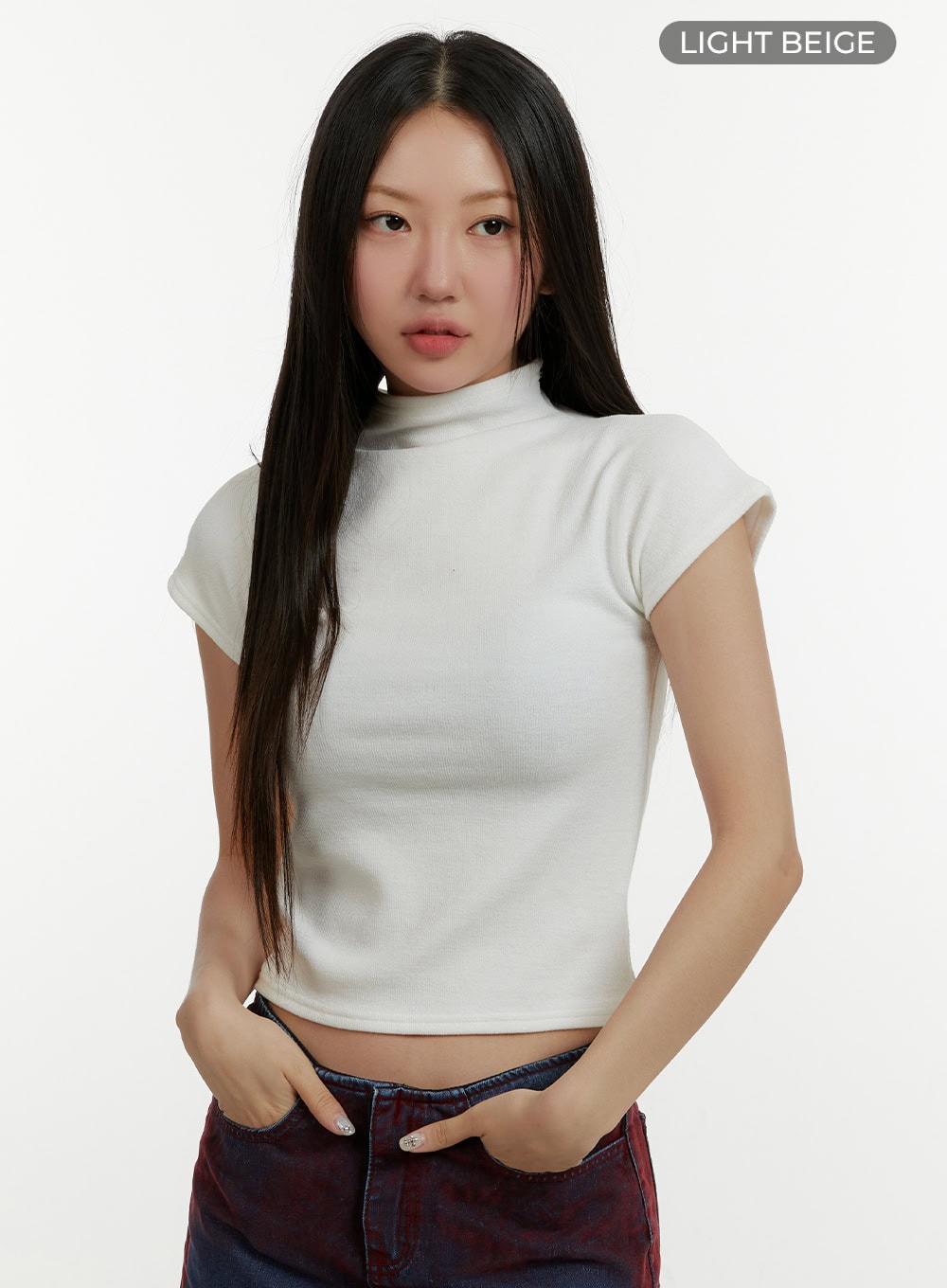 Mock Neck Short Sleeve Crop Tee CY408