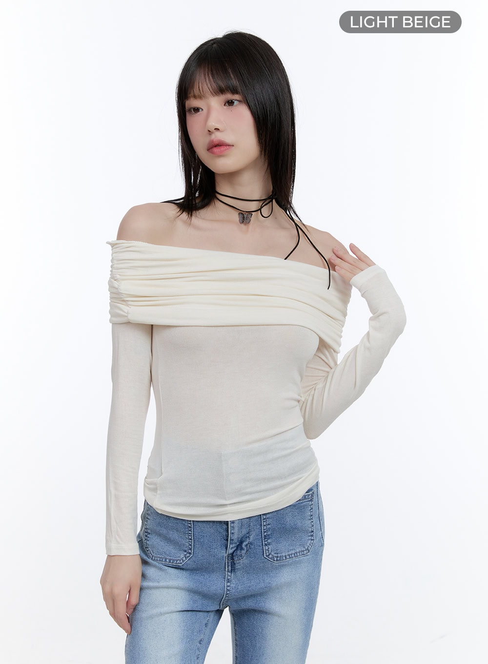 Long Sleeve Off-Shoulder Slim Top CG412