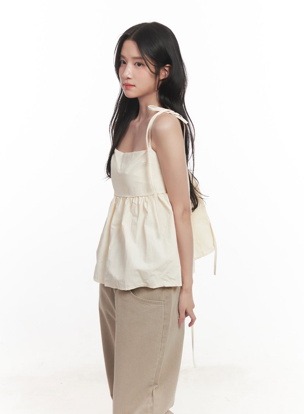 Flare Square-Neck Ribbon Cami Top CA511