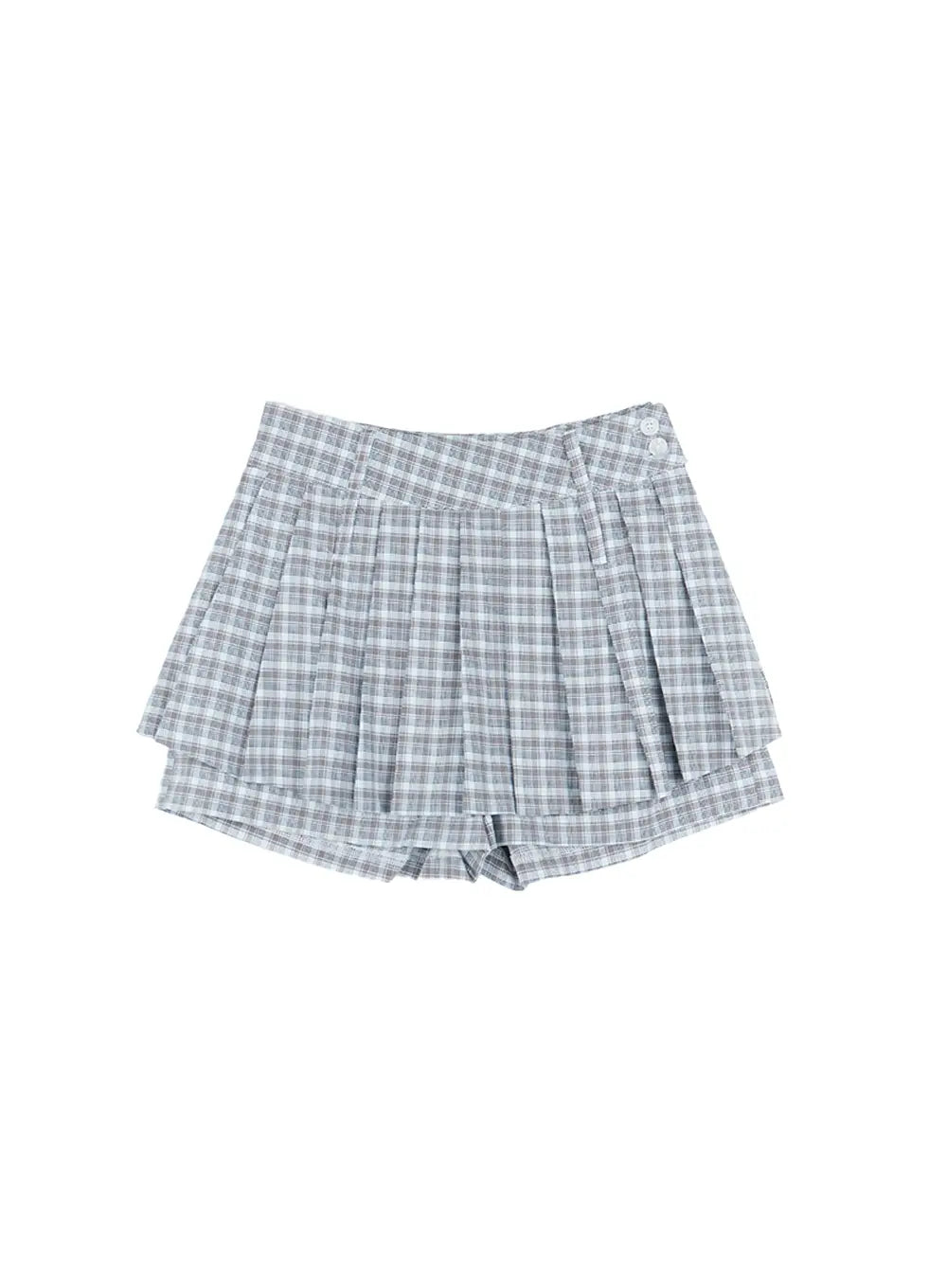 Plaid Button Pleated Skort CL508