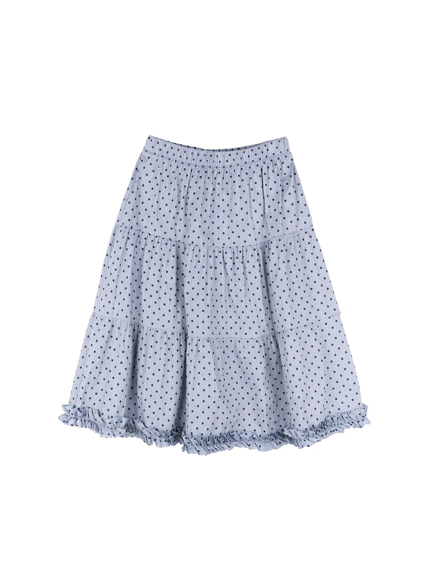 Frill Polka Dot Tiered Midi Skirt CU526