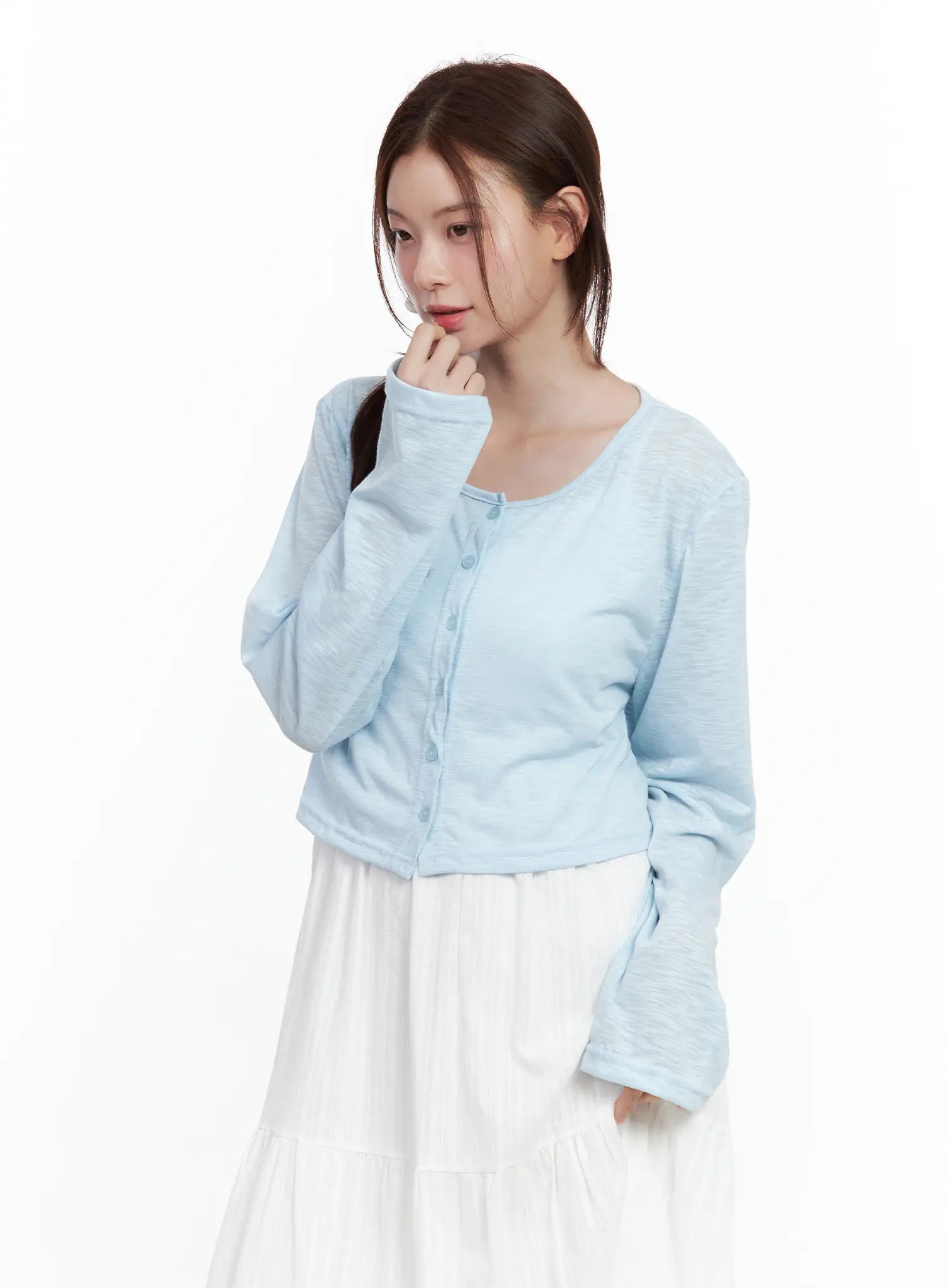 Everyday Buttoned Long-Sleeve Cardigan CL502