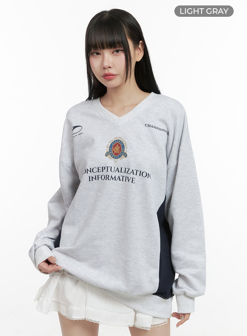 Graphic Lettering Crew Neck Sweatshirt OS410