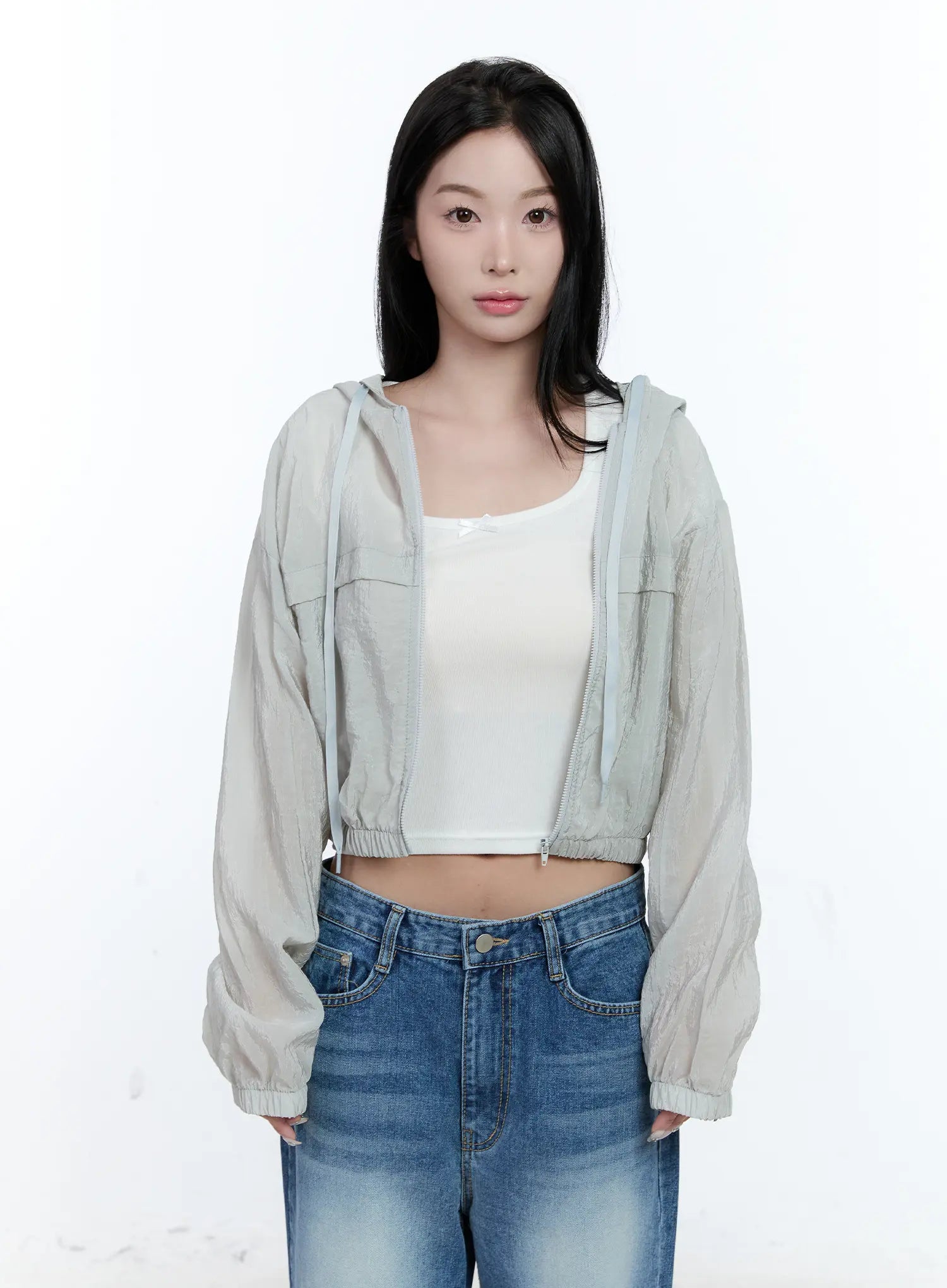 Cropped Zip-Up Windbreaker CL530