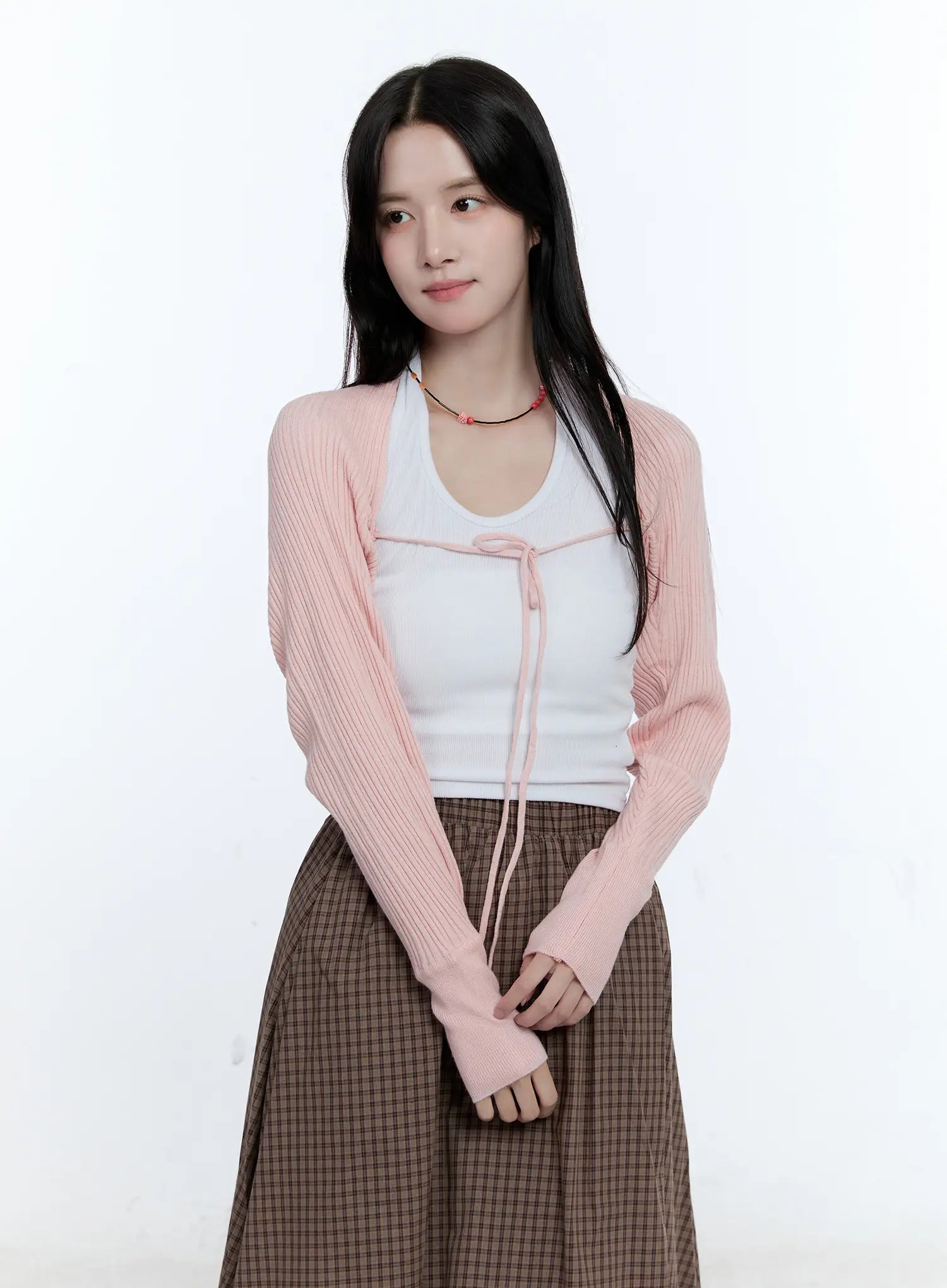 Ribbed Bow-Tie Knit Bolero CG514