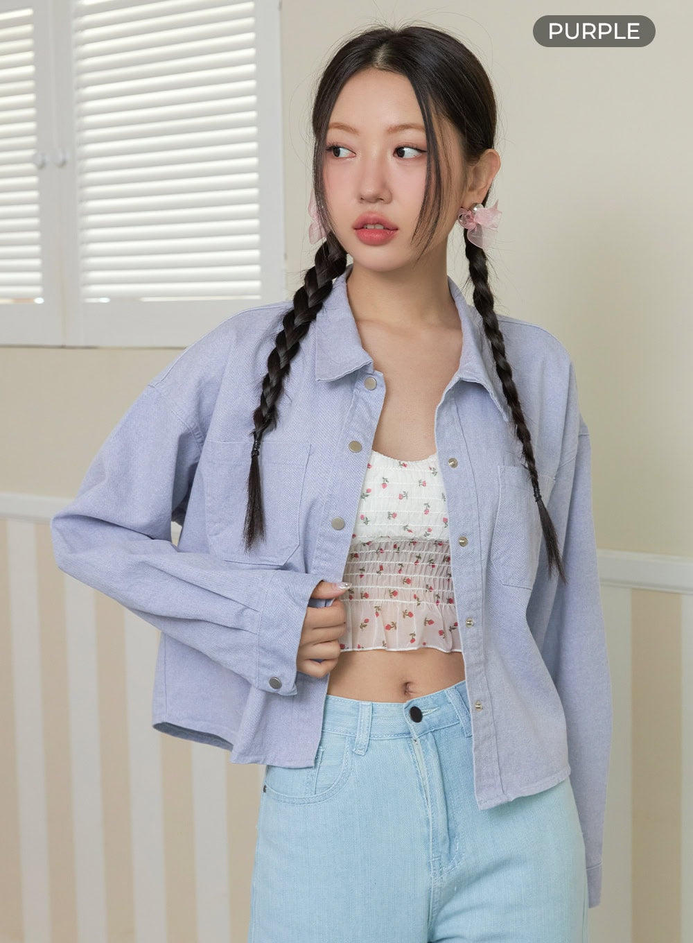 Cotton Collar Crop Jacket OY424