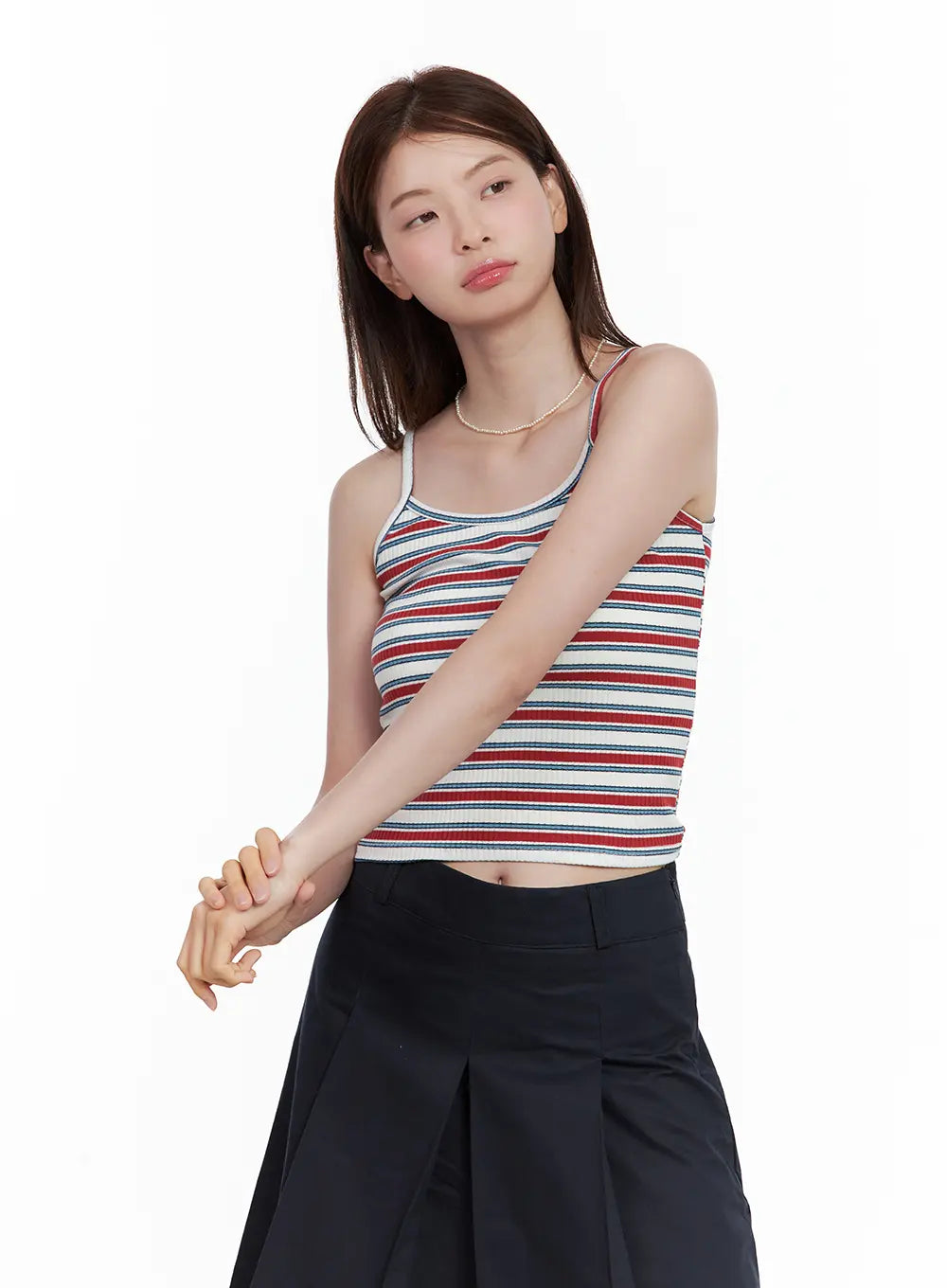 Multi-Colored Striped Ribbed Tank CL502