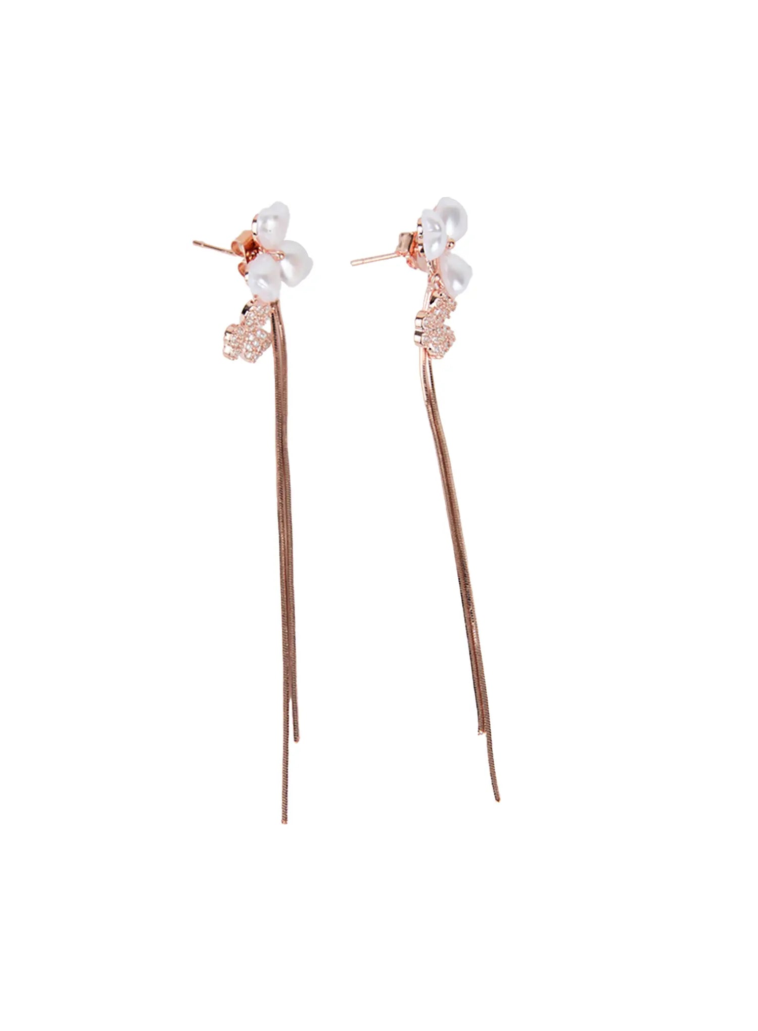 Heart Faux-Pearl Clover Drop Earrings CG514