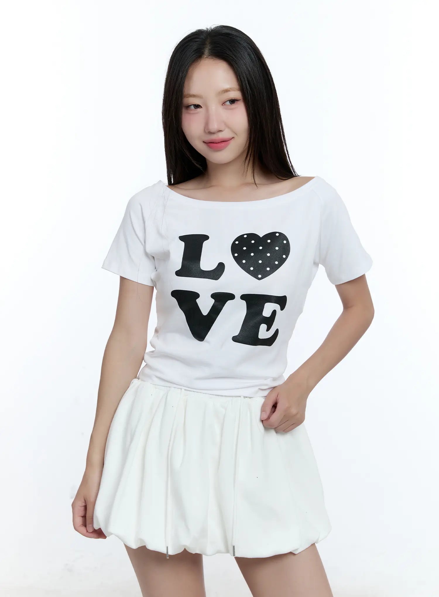 Love One-Shoulder Graphic Tee CU526