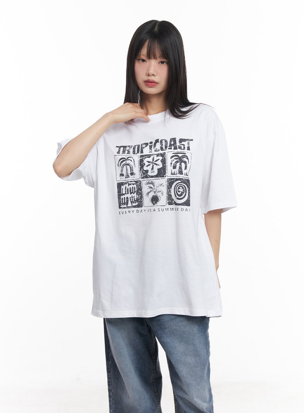 Cotton Graphic Oversized Tee CY514