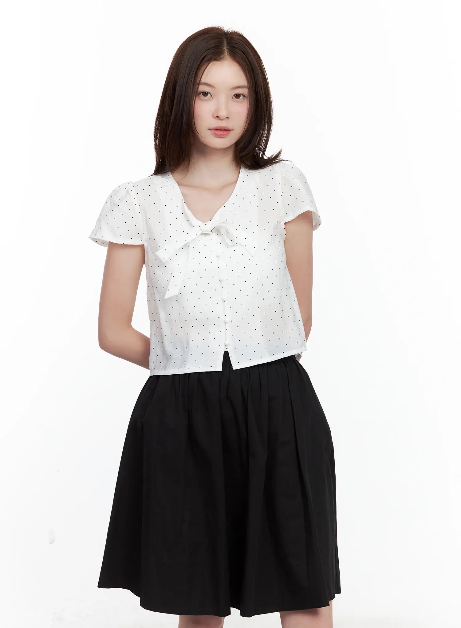 Polka Dot Button-Up Blouse CL502