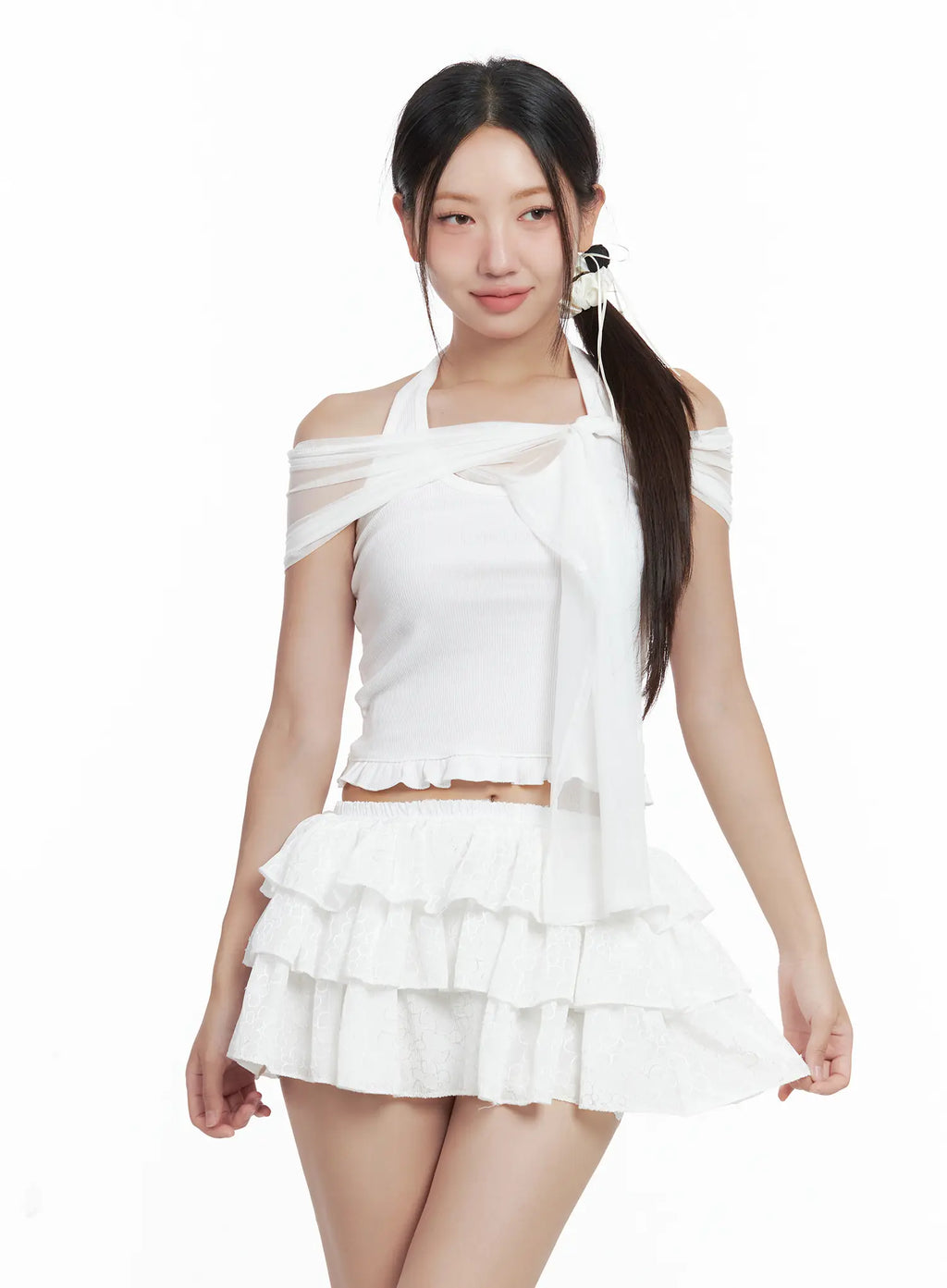 Sheer Layered Halter Tank CL509