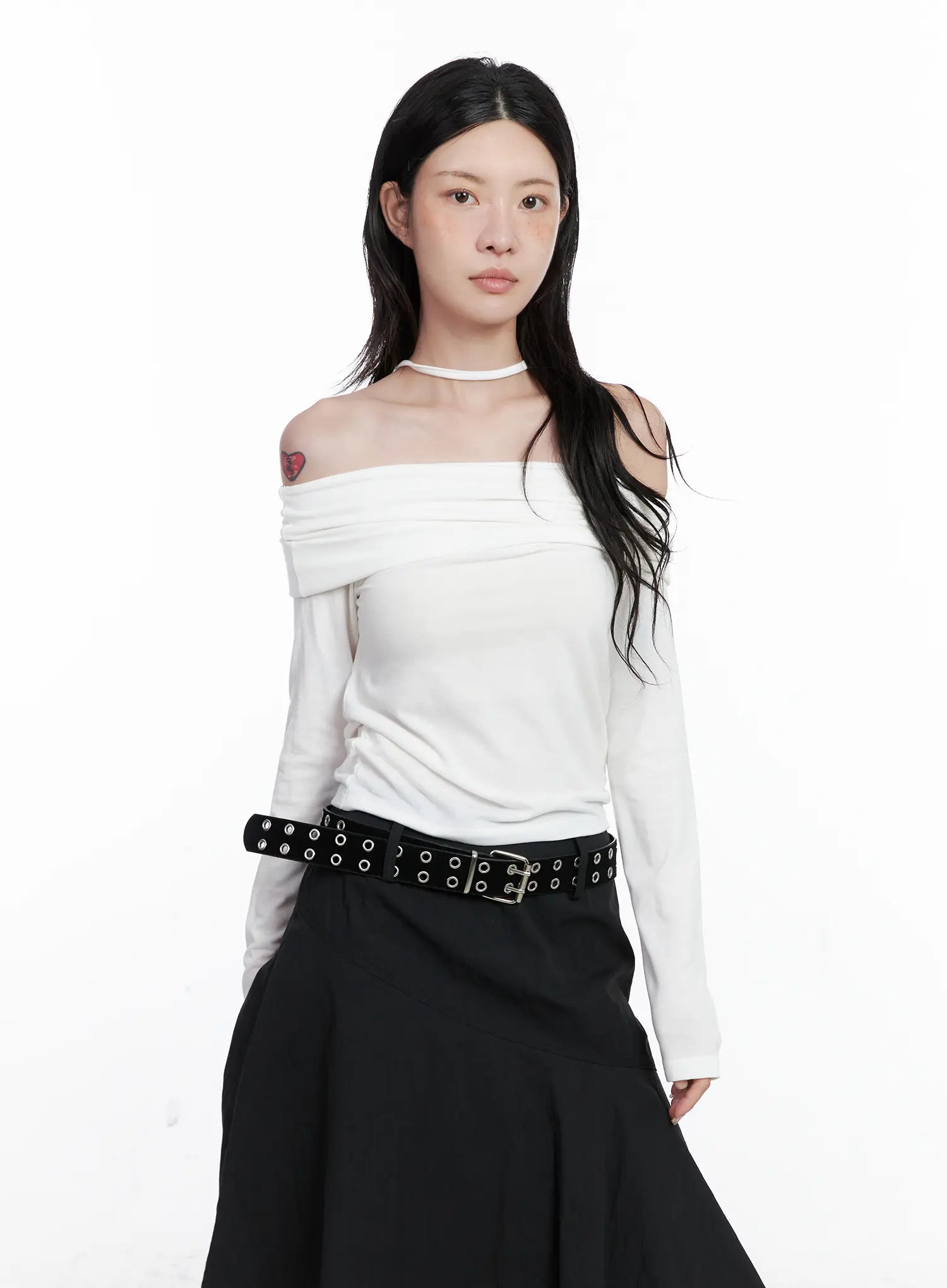 Off-Shoulder Top & Thin Scarf  Set CS526