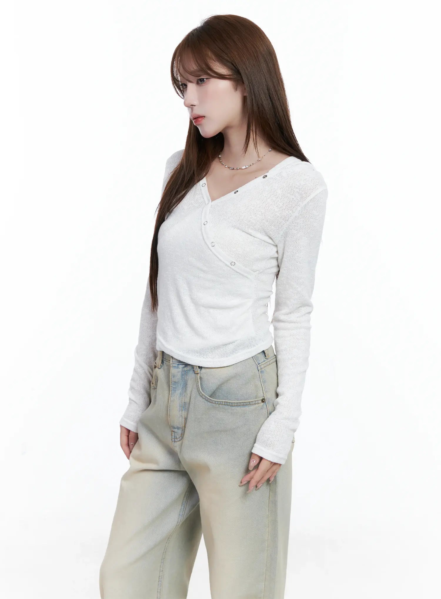 V-Neck Wrap Buttoned Hoodie CS501