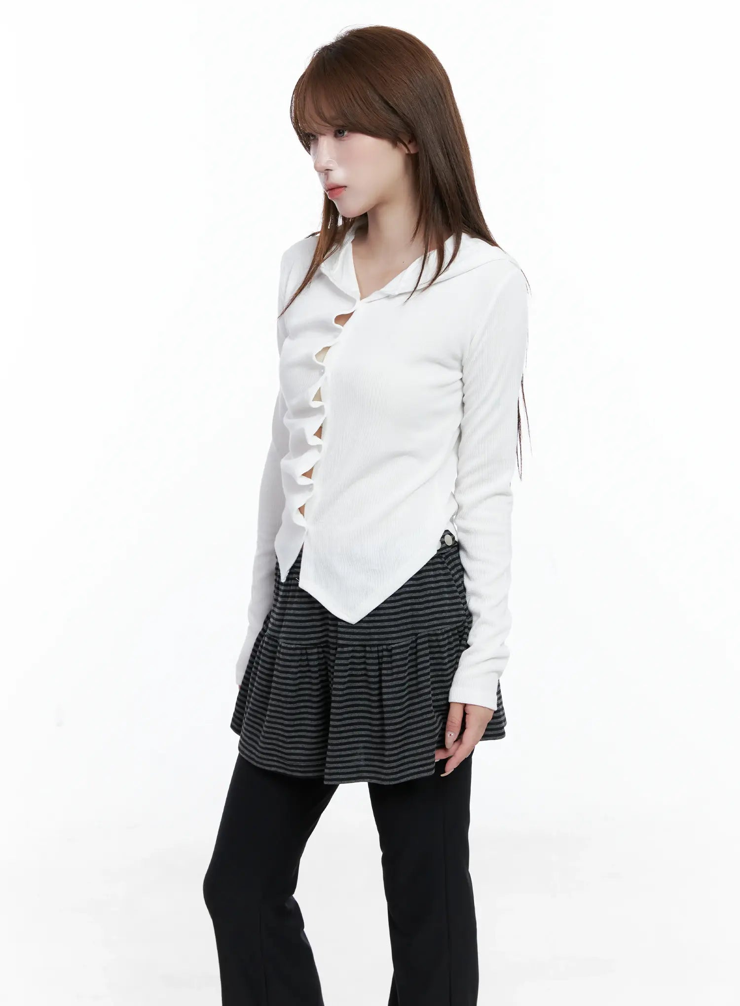 Twisted Button-Up Hooded Cardigan CS501