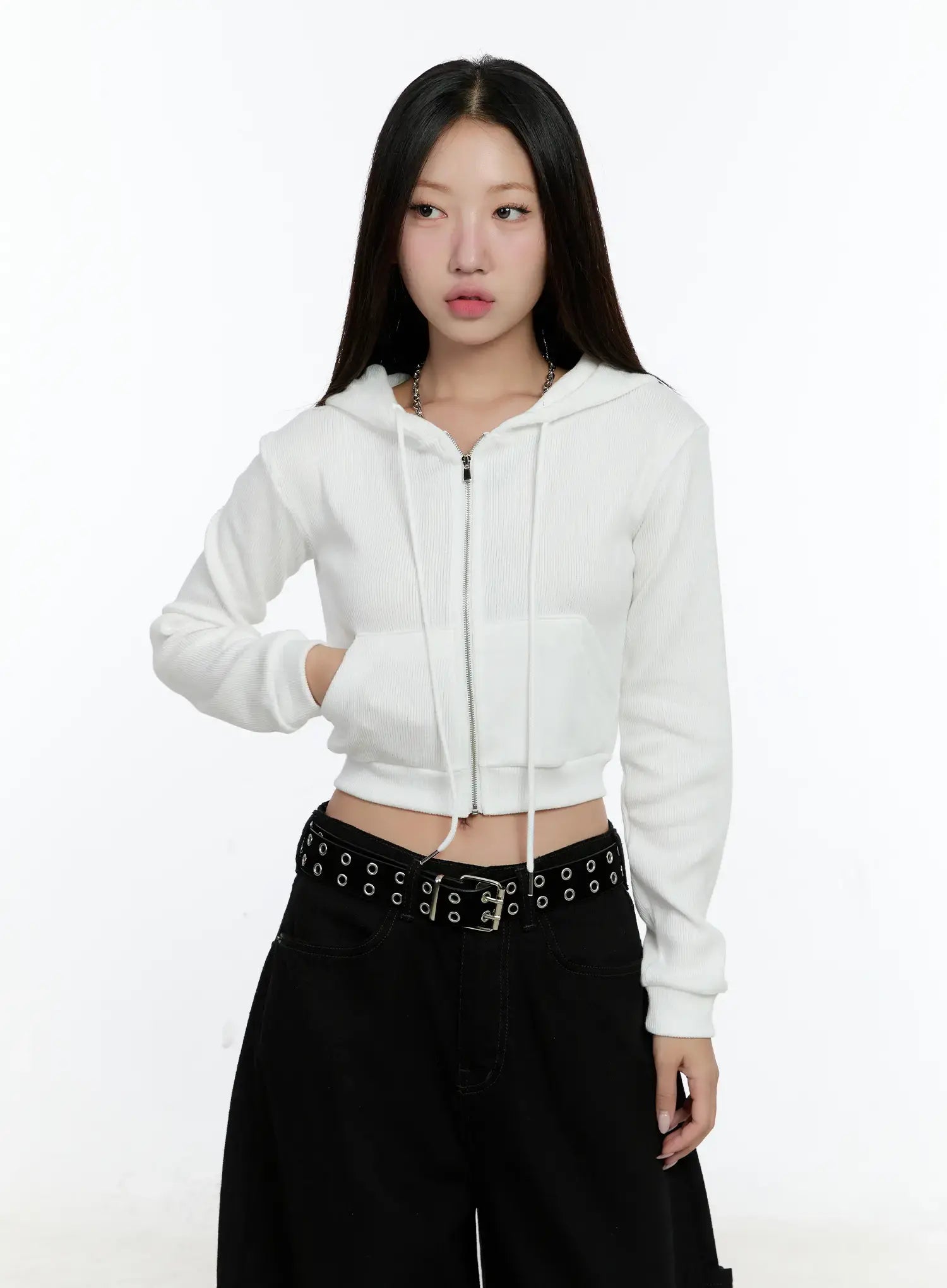 Casual Ribbed Crop Hoodie CS504