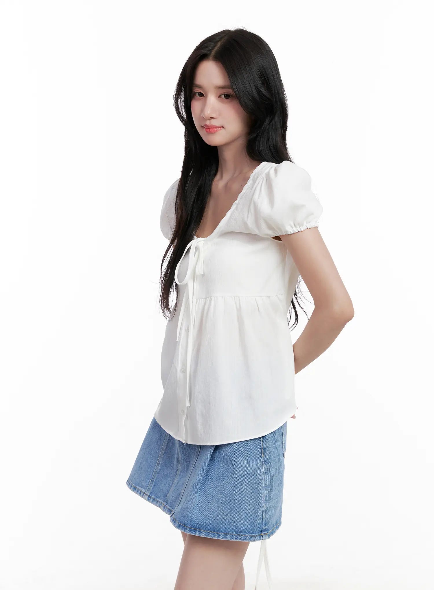 V-Neck Puff-Sleeve Summer Top CL516