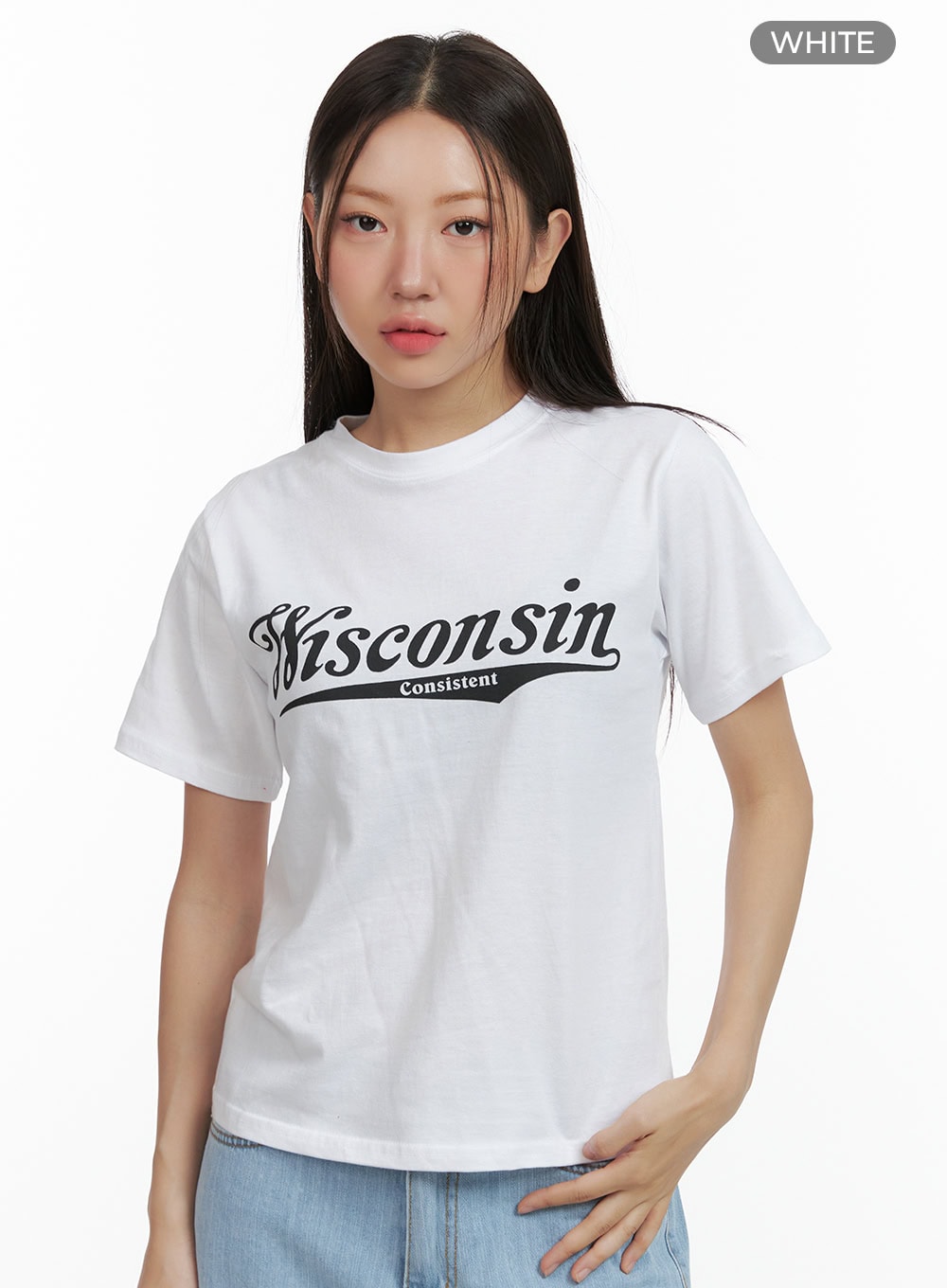 Graphic Short Sleeve Letter Top OL408