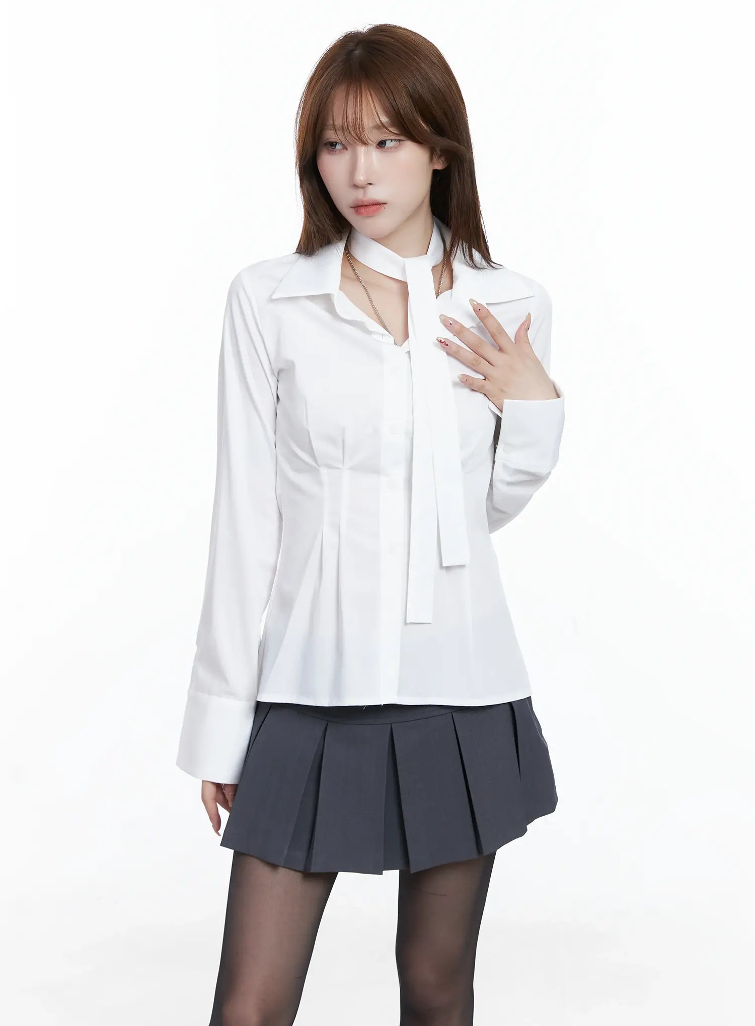 Elegant Front-Tie Blouse CS501