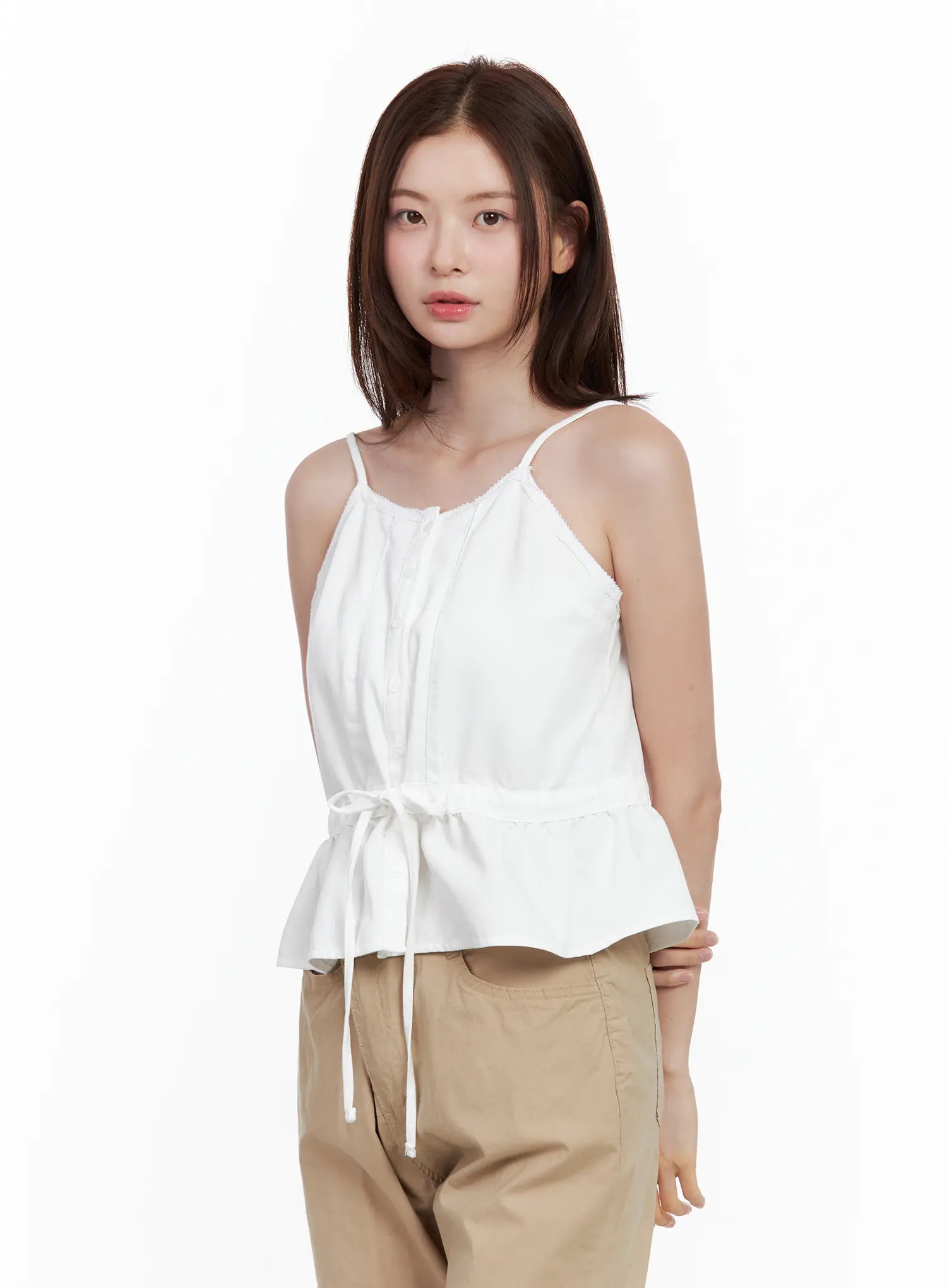 Lace Detail Buttoned Tank CL502