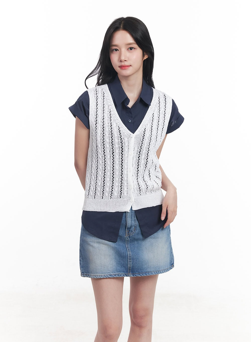Knit Buttoned Vest Top CY523