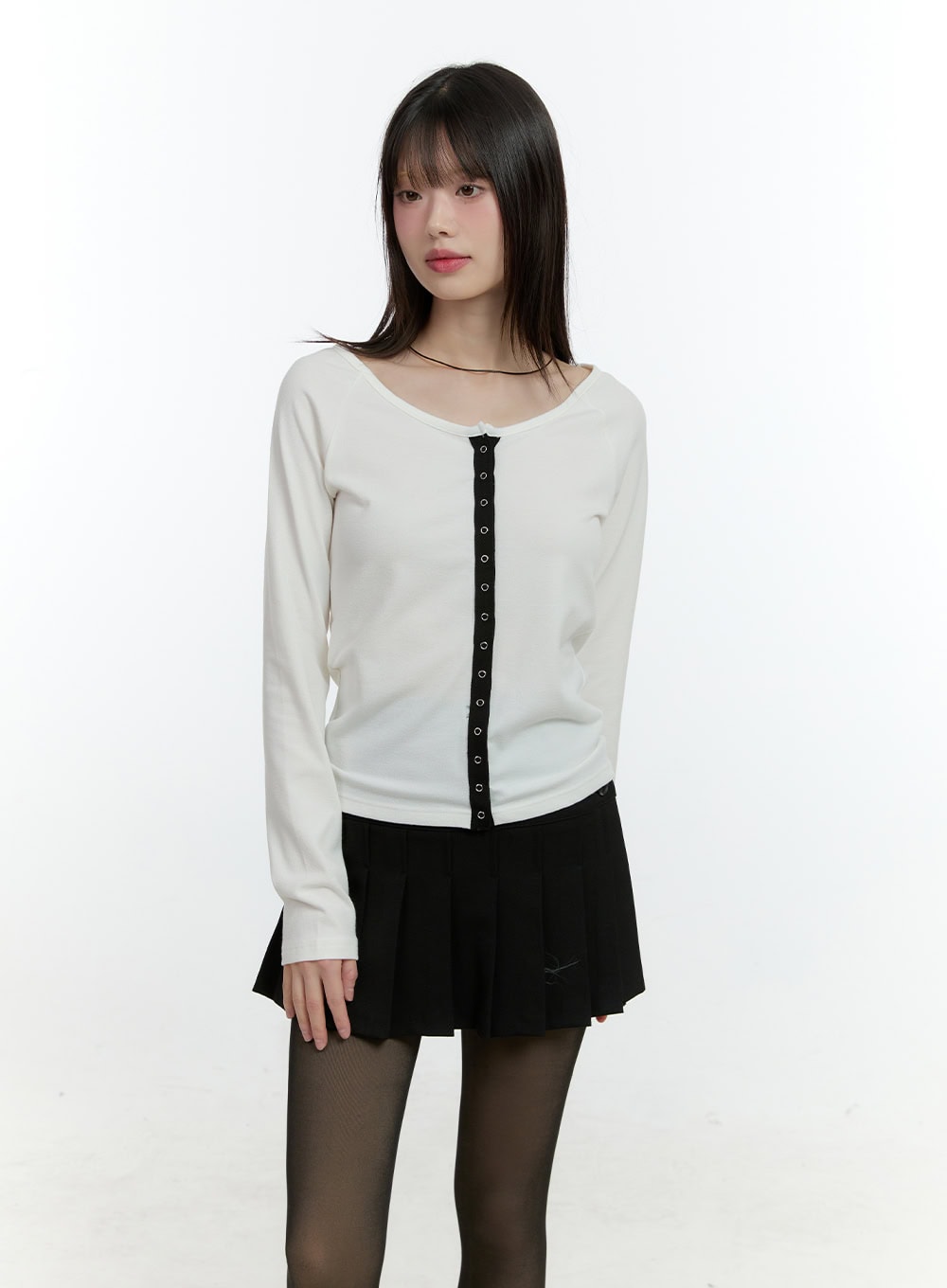 Contrast Buttoned Cardigan CF507