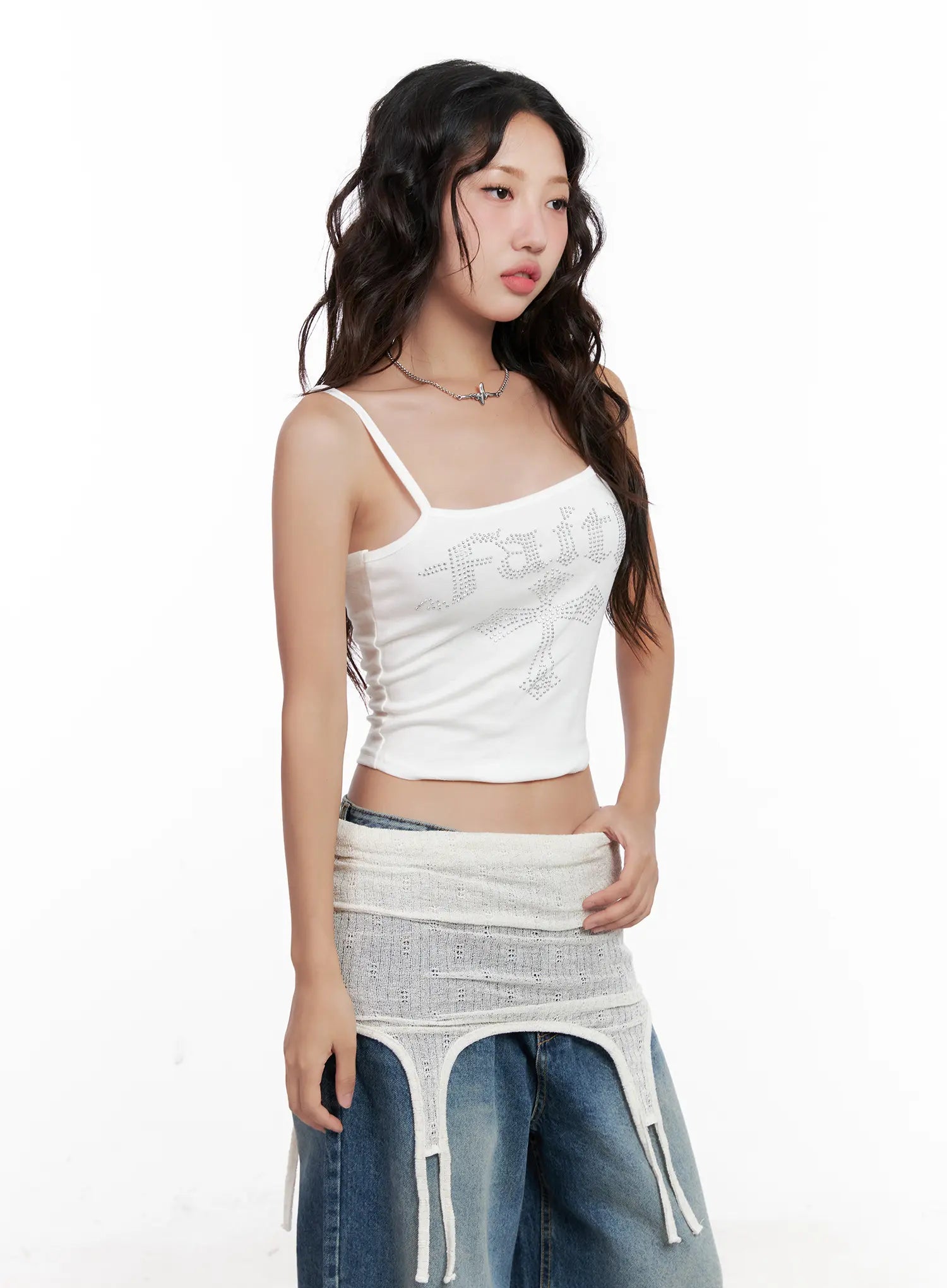 Y2K Cropped Rhinestone Tank CL521