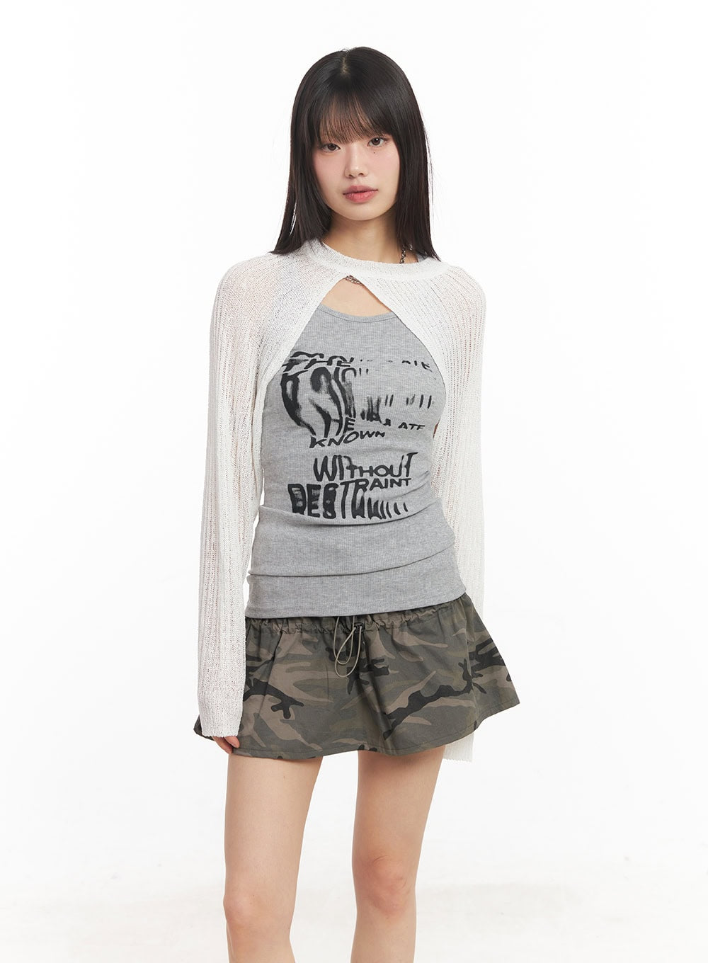 Knit Mesh Bolero Top CA522