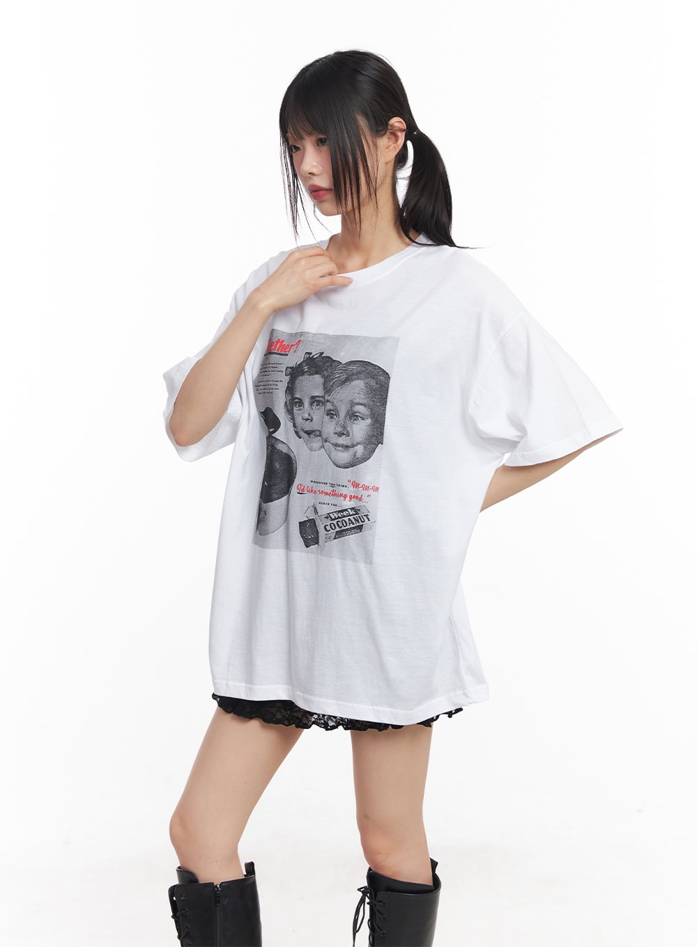 Oversized Cotton Graphic Tee CY512