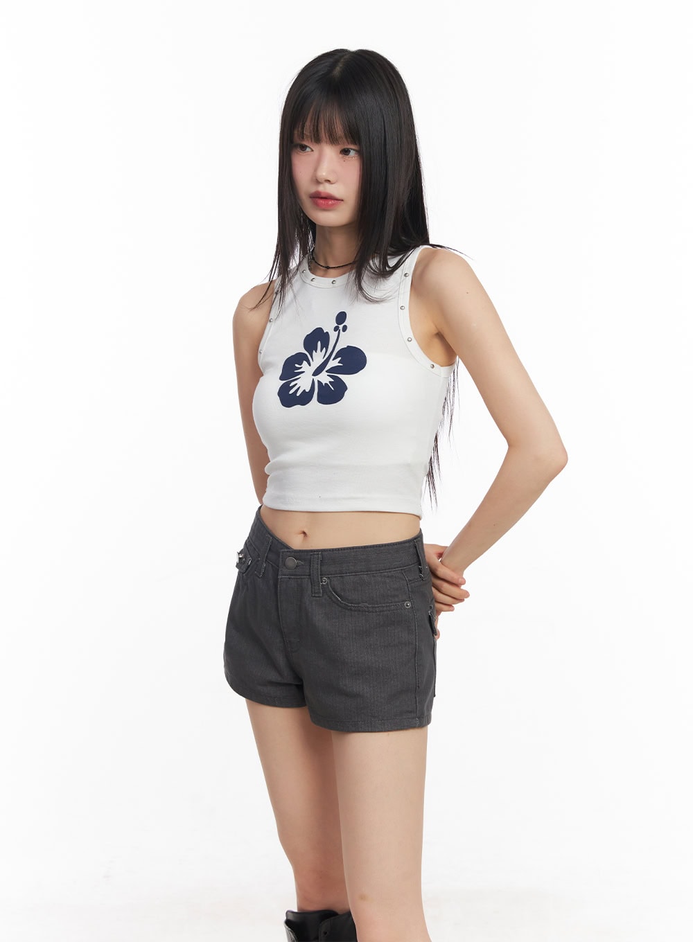 Flower Graphic Slim-Fit Tank CY512