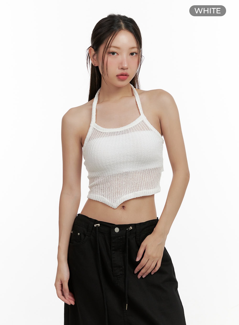 Asymmetrical Halter Crop Top CL431