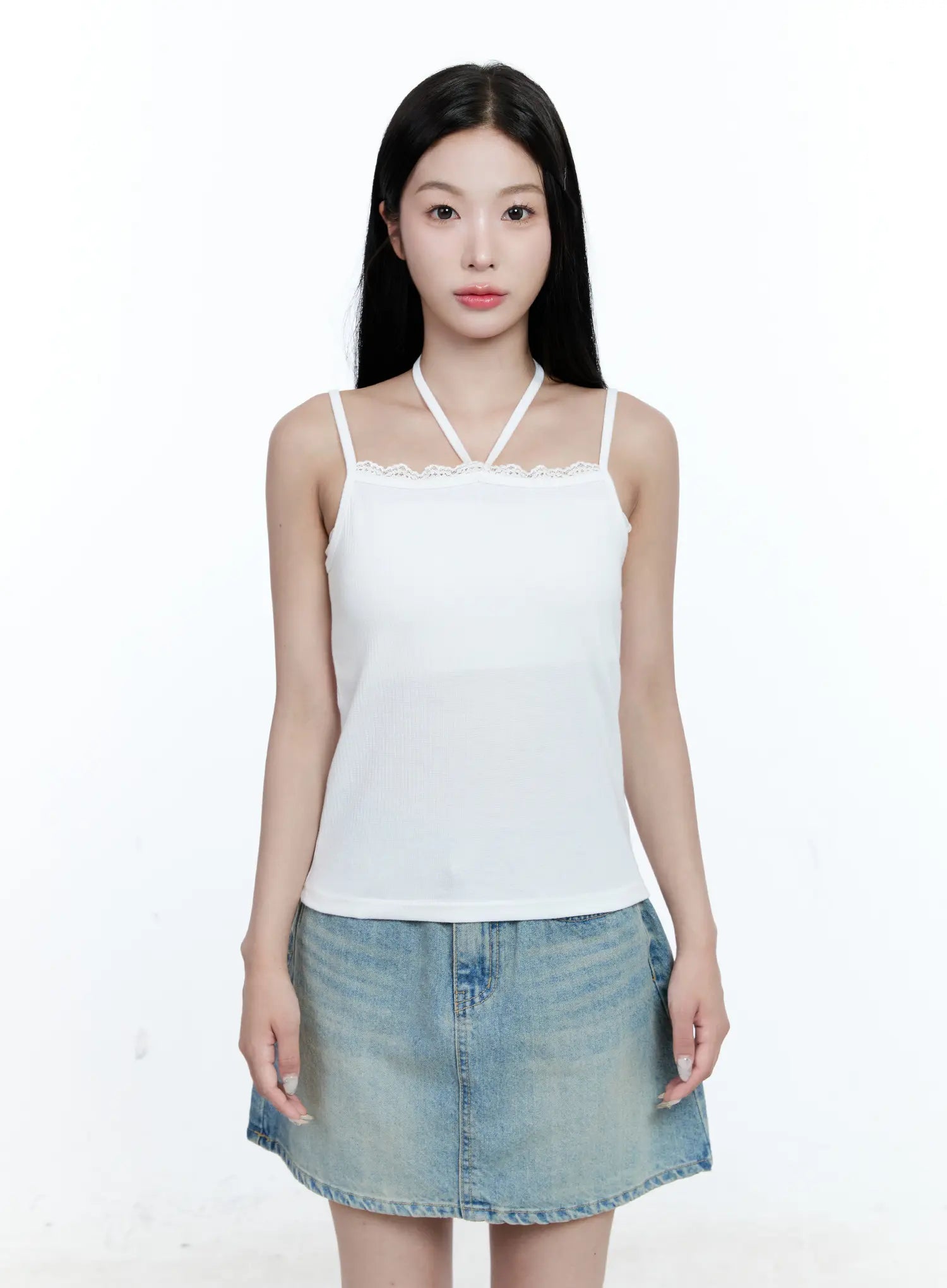 Lace-Trim Halter Tank CG512