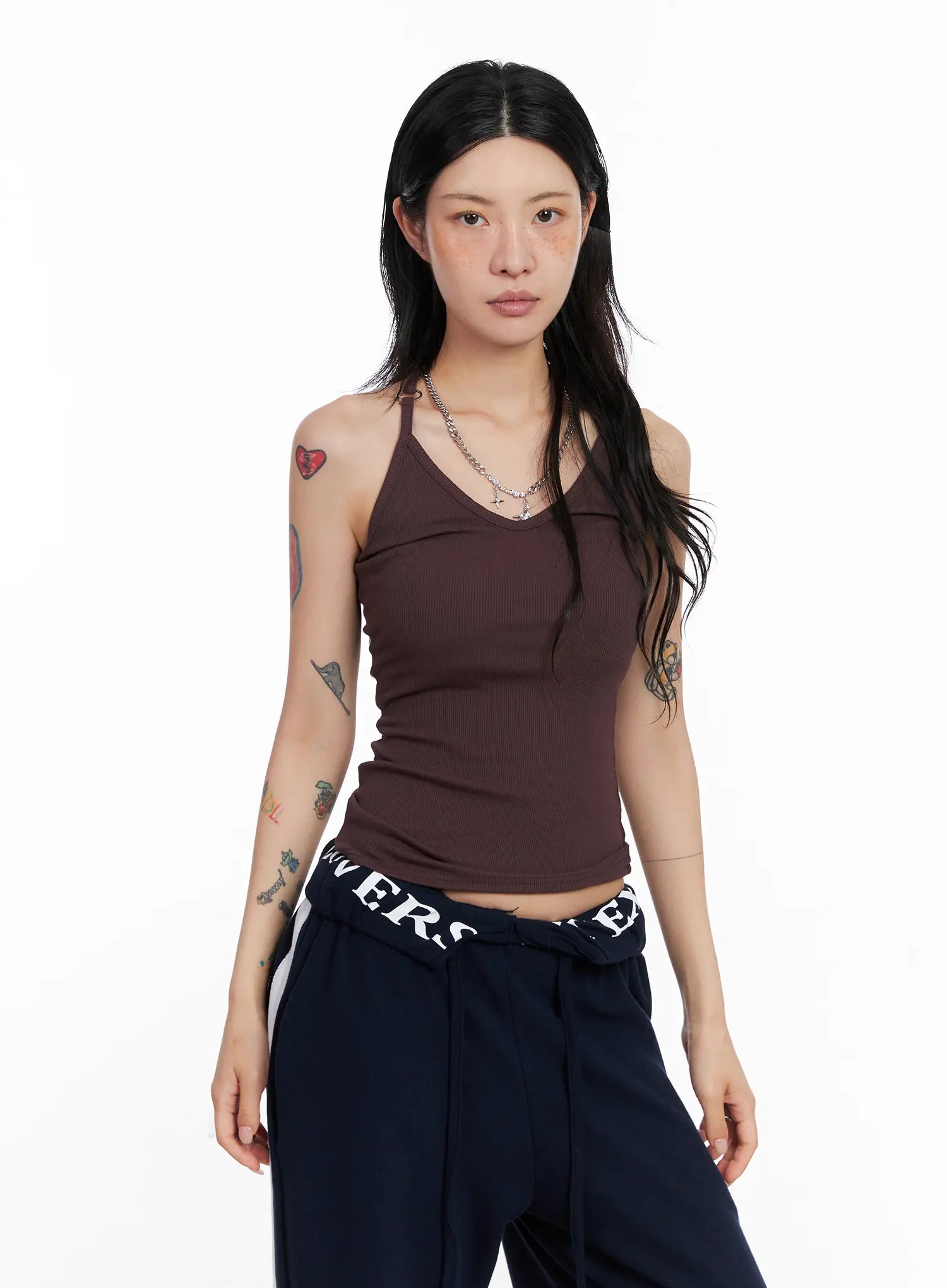 V-Neck Ring Detail Tank Top CS526