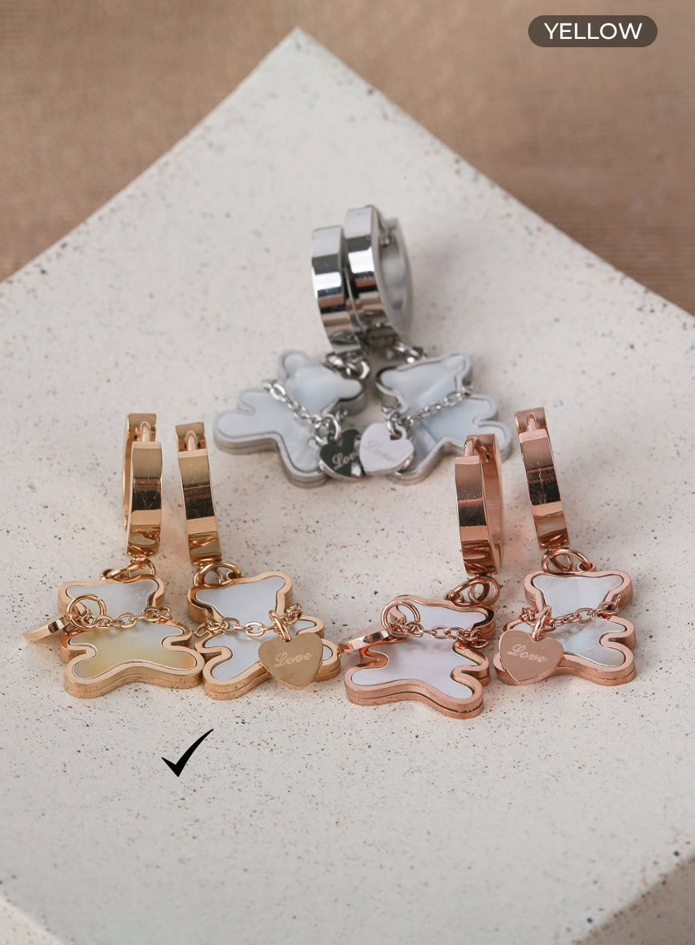 Heart Necklace Bear Ring Earrings IL404