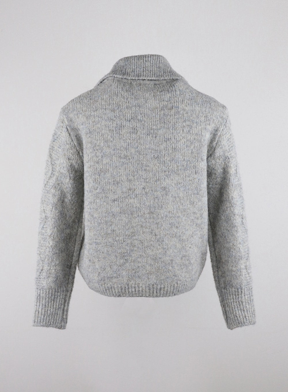 Recycled Polyester Collared Cable Knit Cardigan CD314