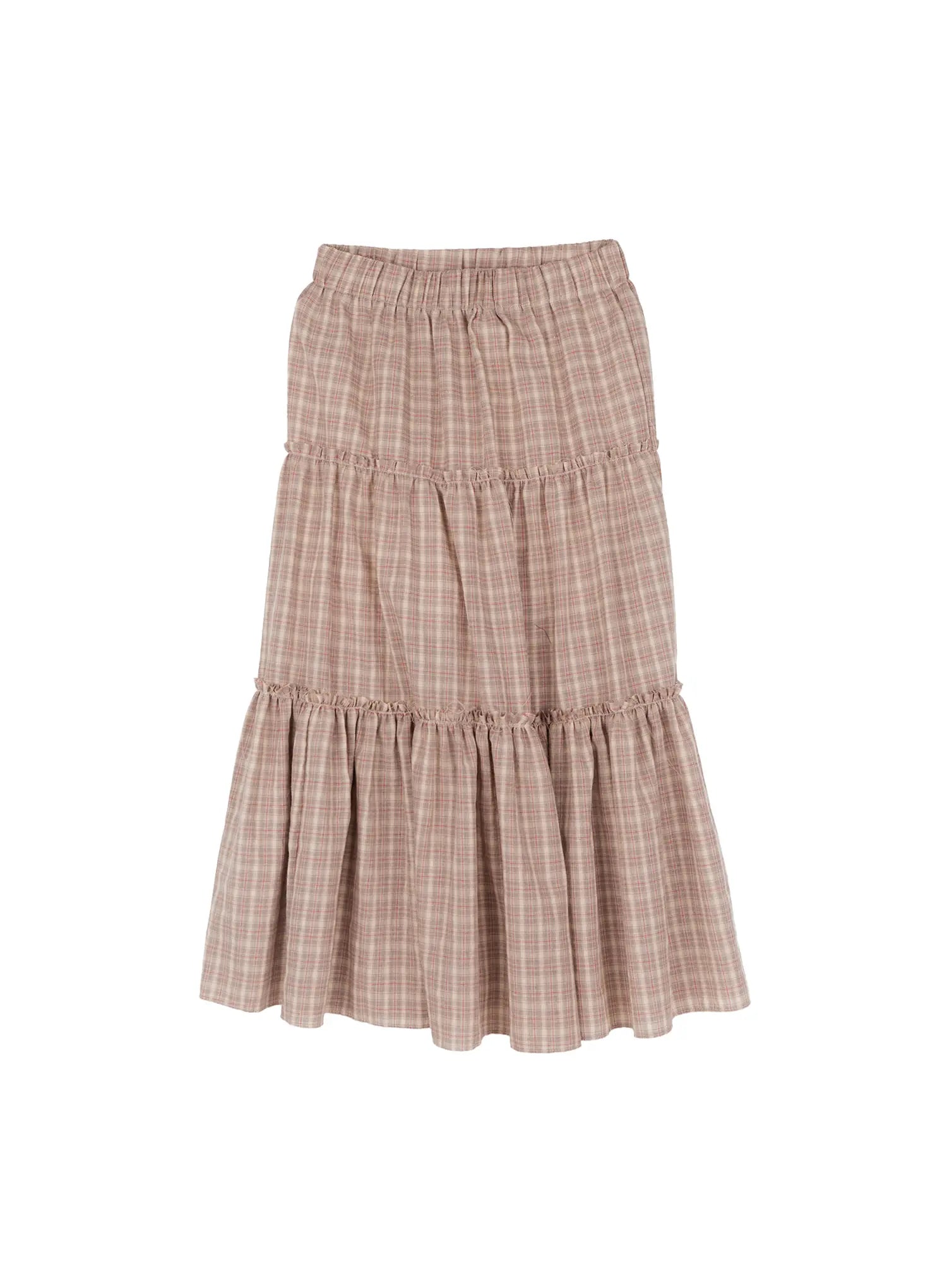 Ruffled Gingham Tiered Maxi Skirt CG520