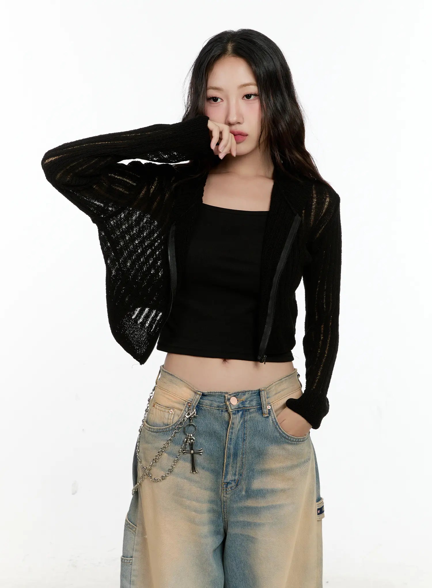 Summer Knit Cropped Zip-Up CG501
