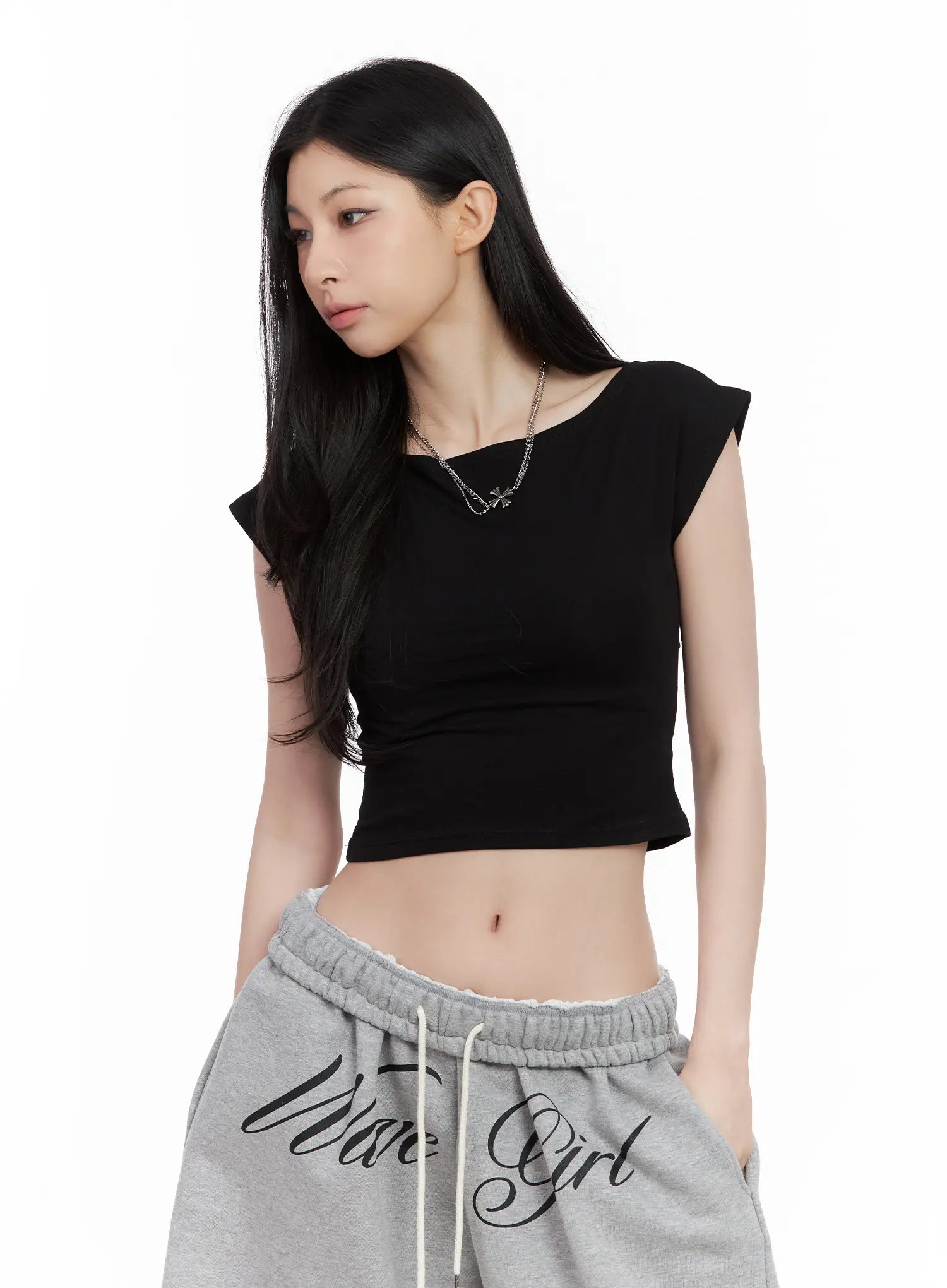 Casual Boatneck Cropped Tee CL501