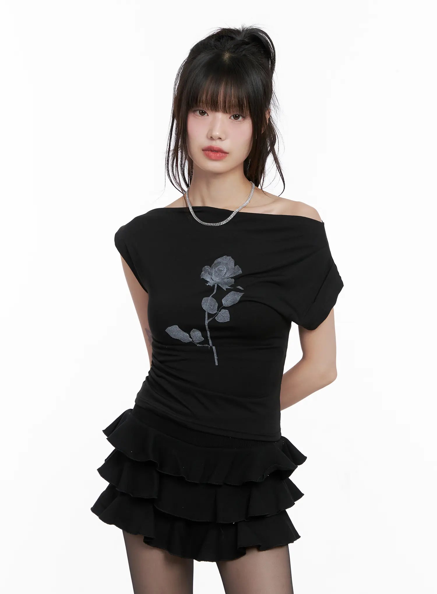 Black Rose Asymmetric Top CG518