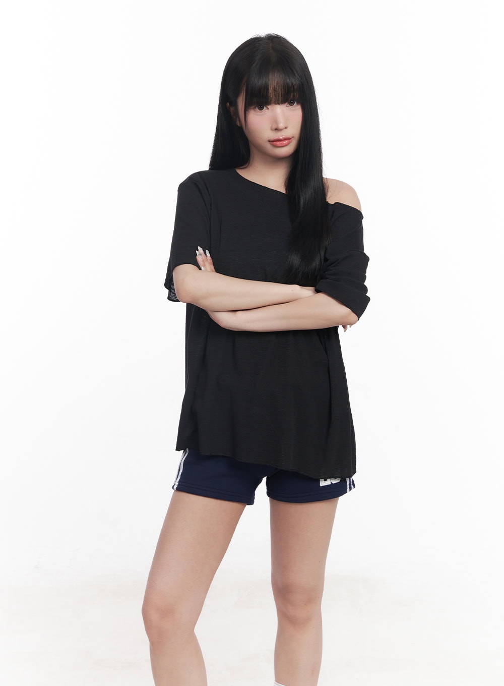 Sheer Loose-Fit Off-Shoulder Top CY527