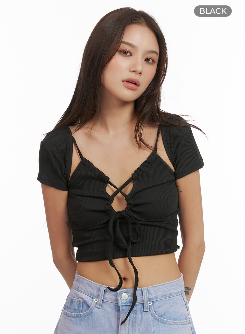 Cut-Out Short Sleeve Crop Top CY424