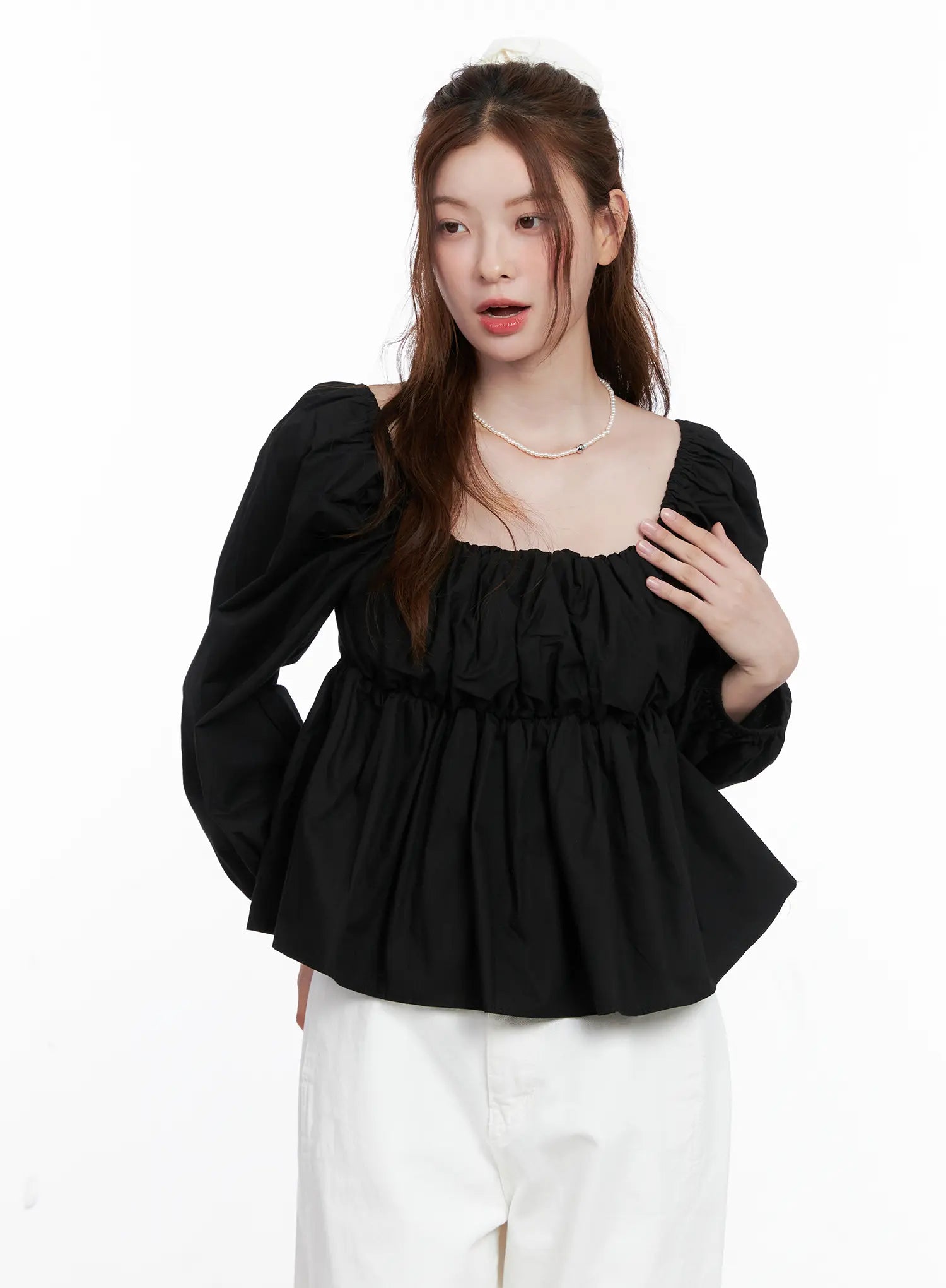 Two Way Shirred Square Neck Blouse CG520