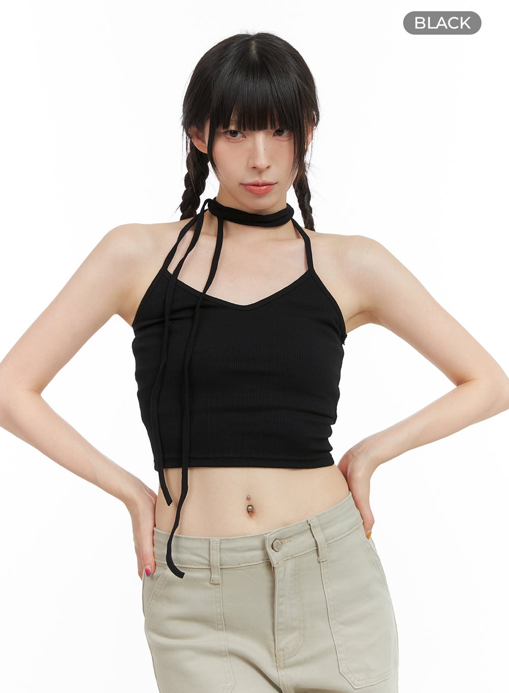 Tie Neck Crop Sleeveless Top CG408