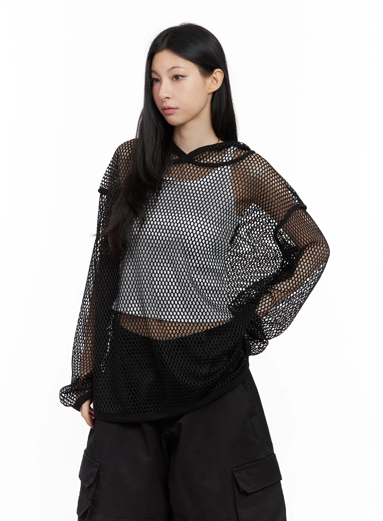 Oversized Mesh Hoodie CU530