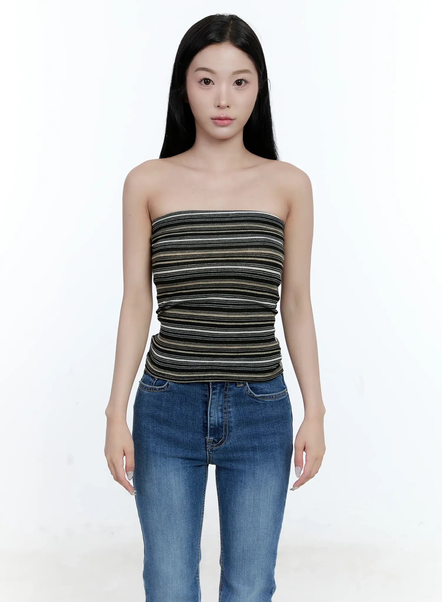 Striped Knit Tube Top CG501